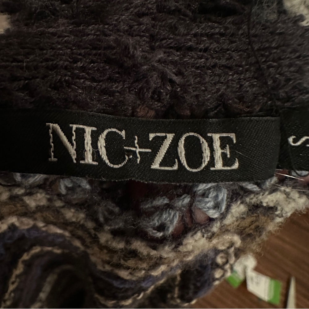 Nic+Zoe Celestial Multicolor Chevron Open Front Open Knit Cardigan Zigzag size S - Picture 7 of 7
